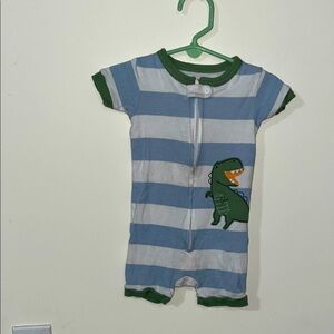 Carter's Blue and White striped Short Sleeve One Piece PJ Romper.